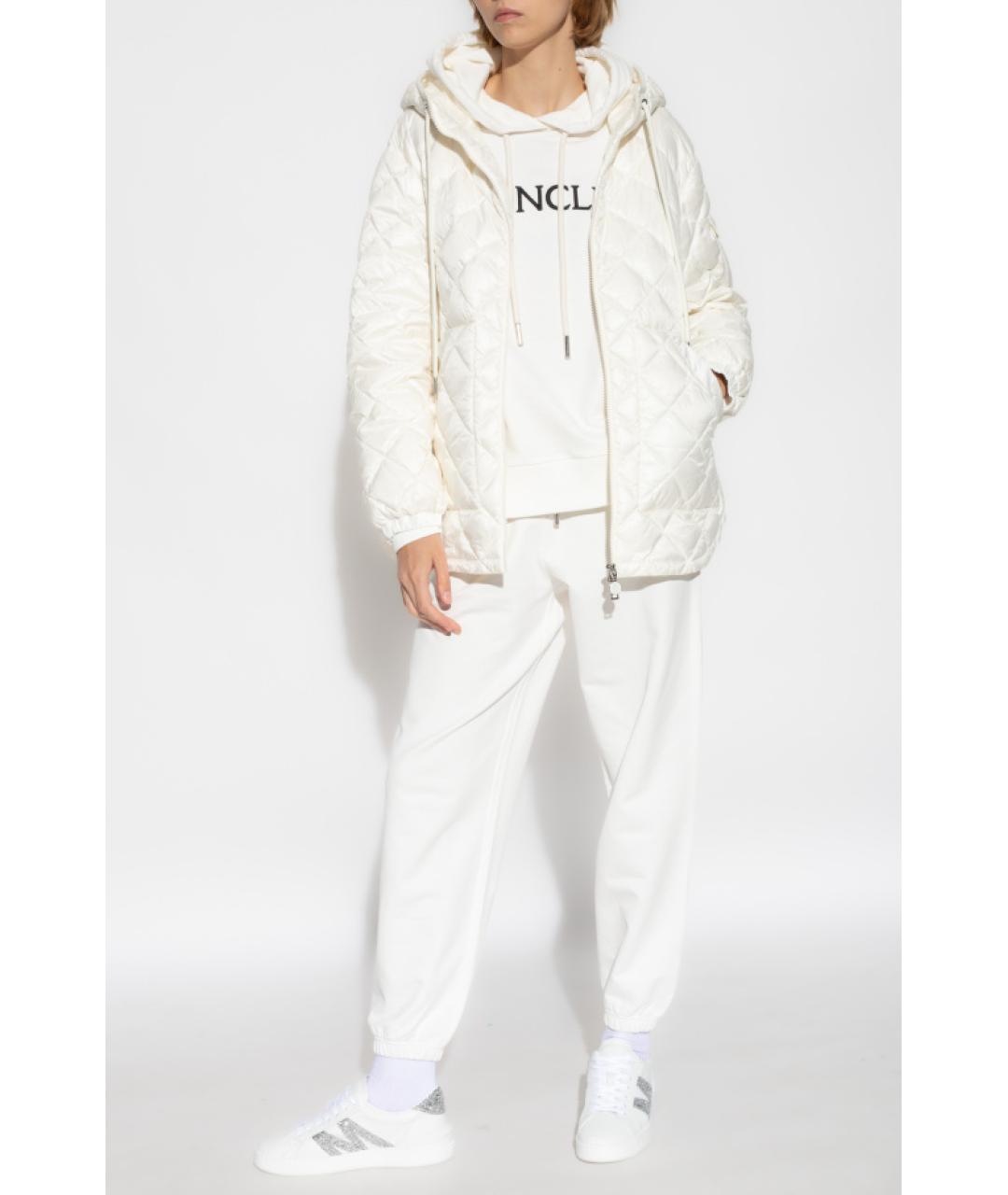 MONCLER Белые хлопковые прямые брюки, фото 3