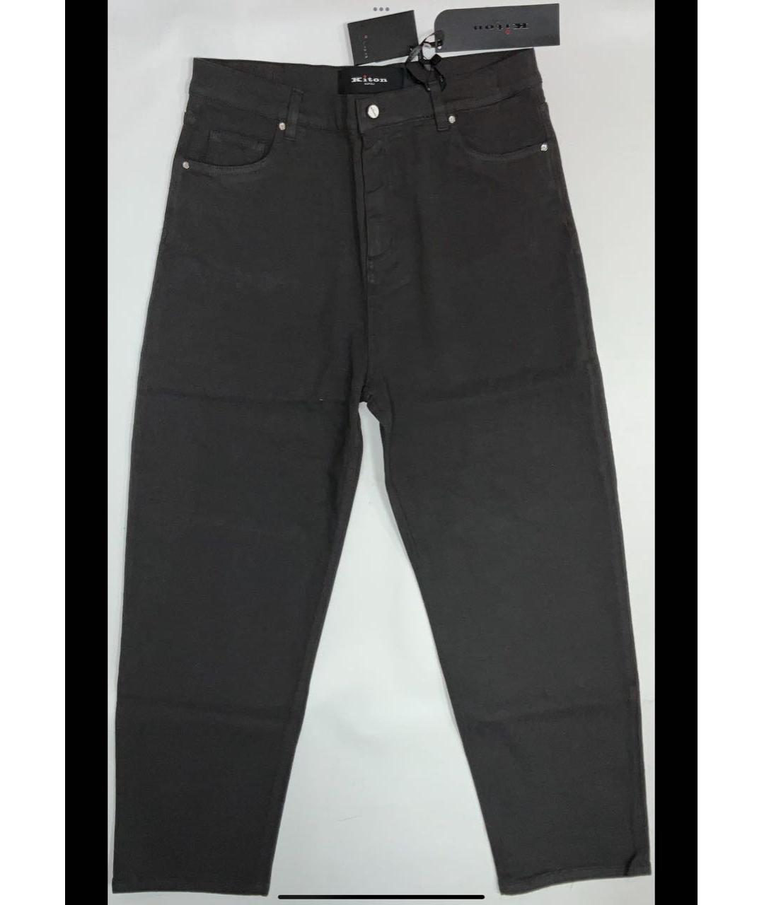 KITON Серые хлопковые прямые джинсы, фото 9