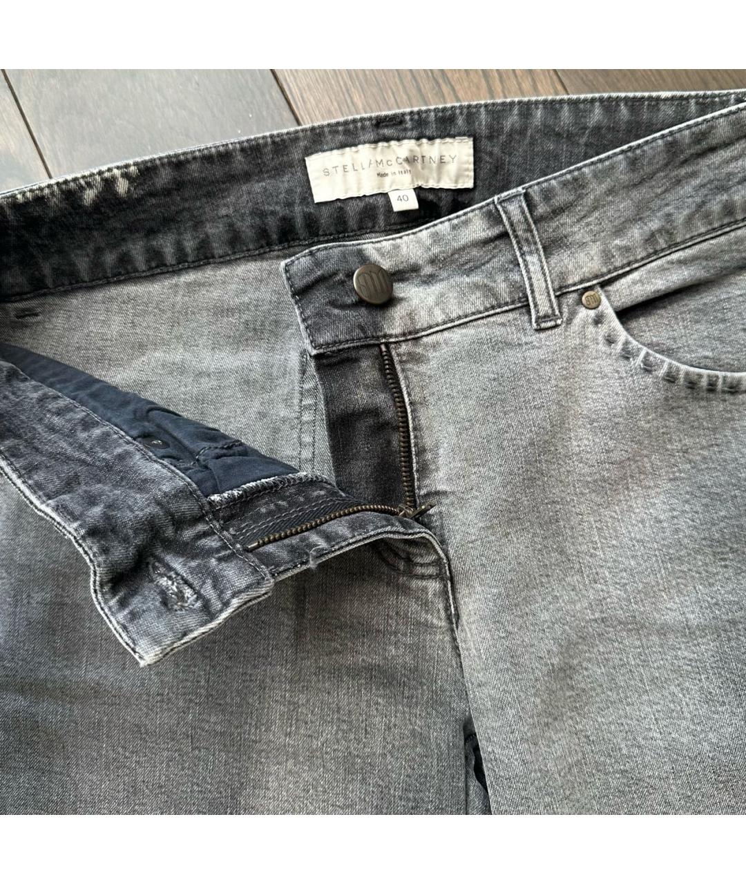 STELLA MCCARTNEY Серые хлопко-эластановые прямые джинсы, фото 3