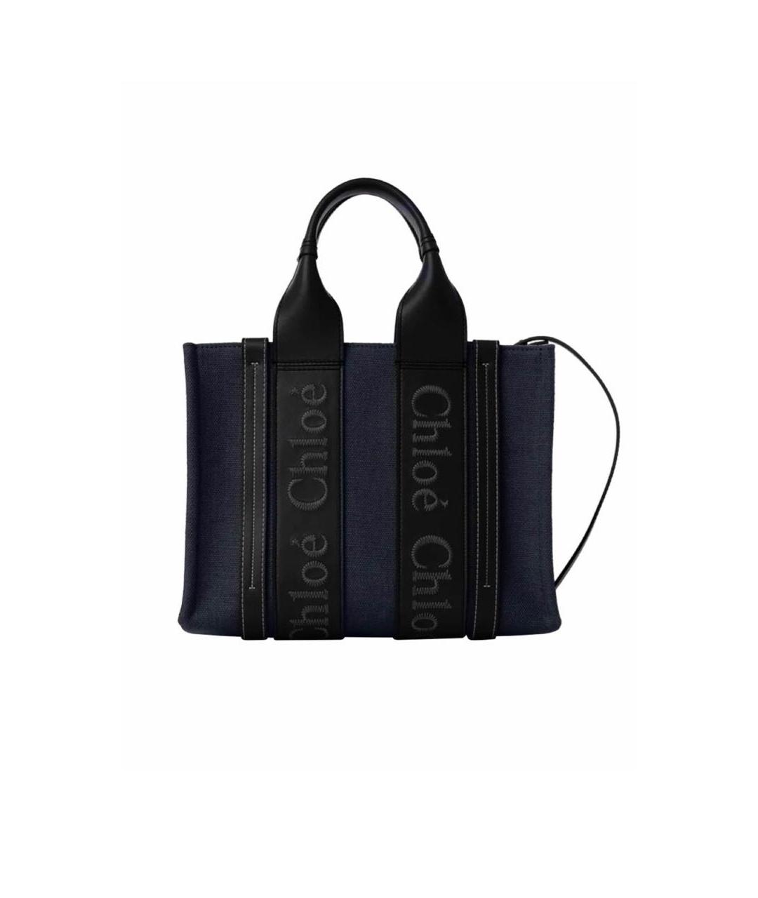 CHLOE Темно-синяя тканевая сумка с короткими ручками, фото 1