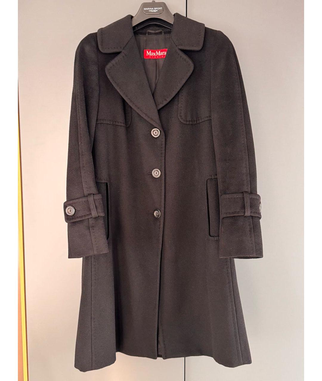 'S MAX MARA Черное кашемировое пальто, фото 5