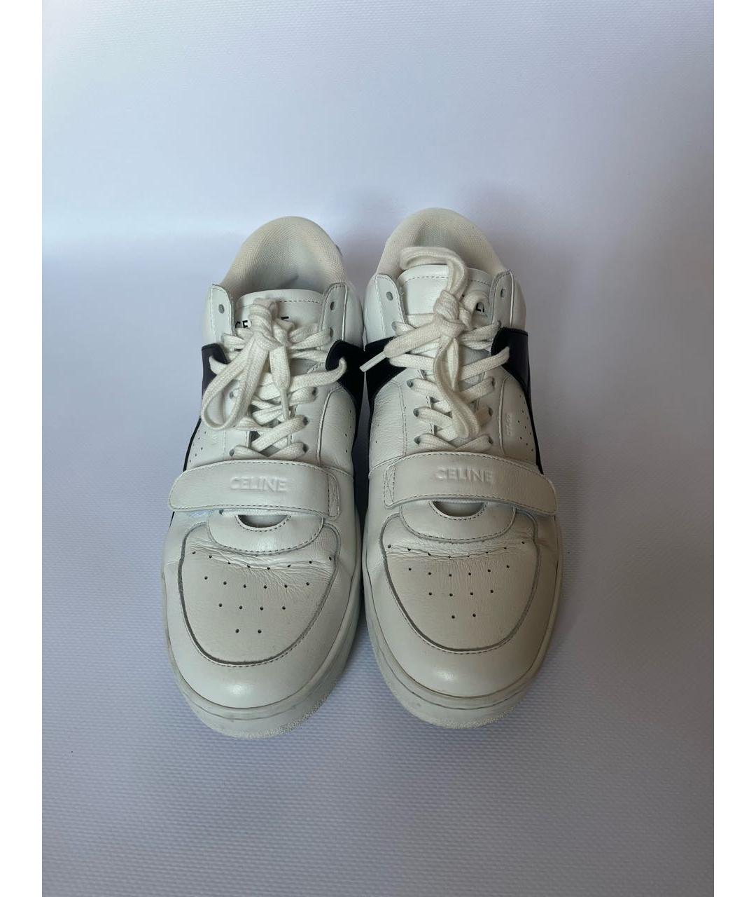 CELINE Белые кожаные высокие кроссовки / кеды, фото 2
