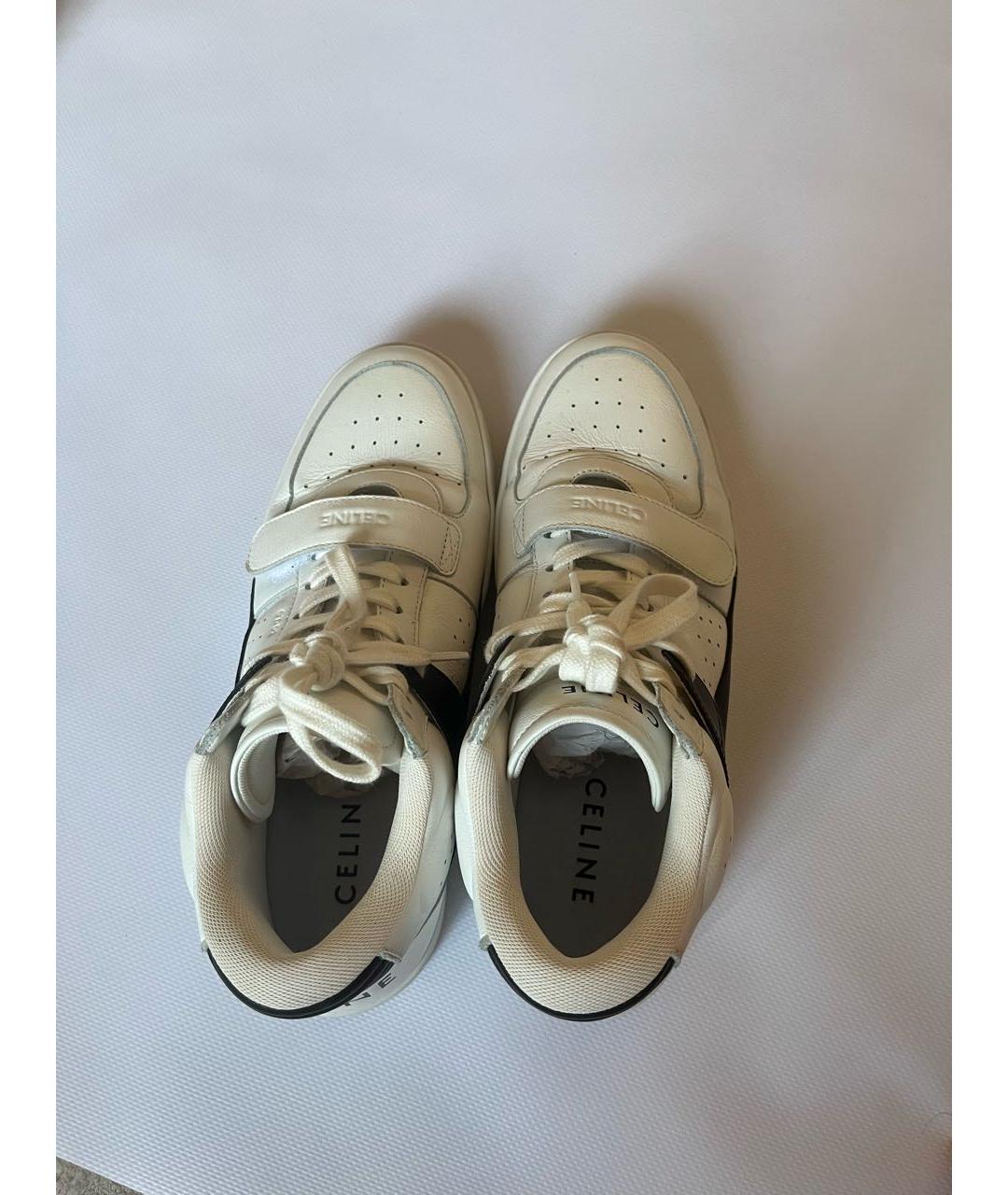 CELINE Белые кожаные высокие кроссовки / кеды, фото 3