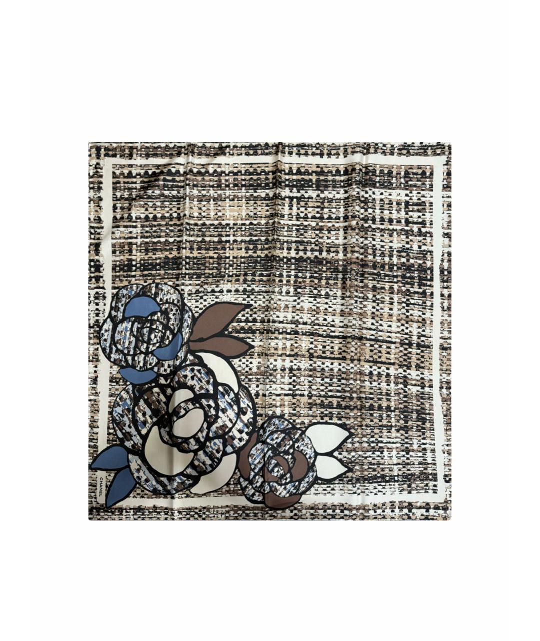 CHANEL PRE-OWNED Бежевый шелковый платок, фото 1