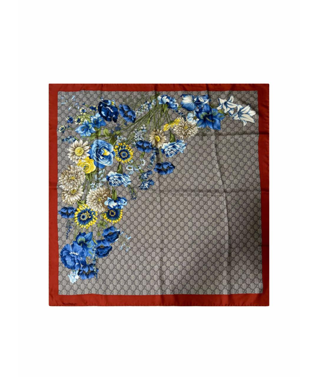 GUCCI Бежевый шелковый платок, фото 1
