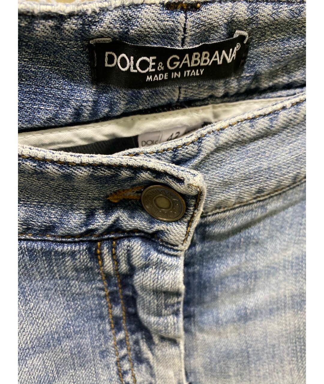 DOLCE&GABBANA Голубые хлопковые джинсы слим, фото 3