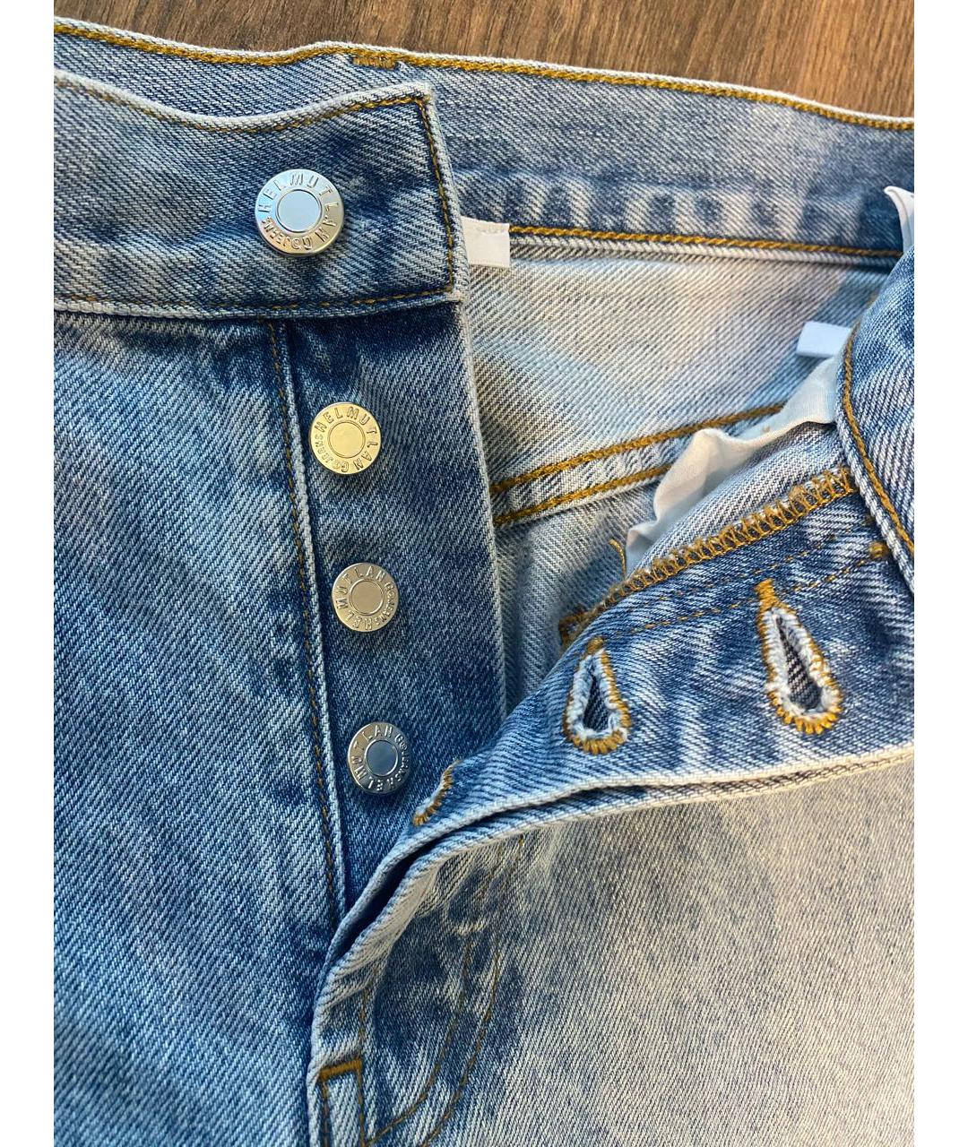 HELMUT LANG Голубые хлопковые прямые джинсы, фото 5