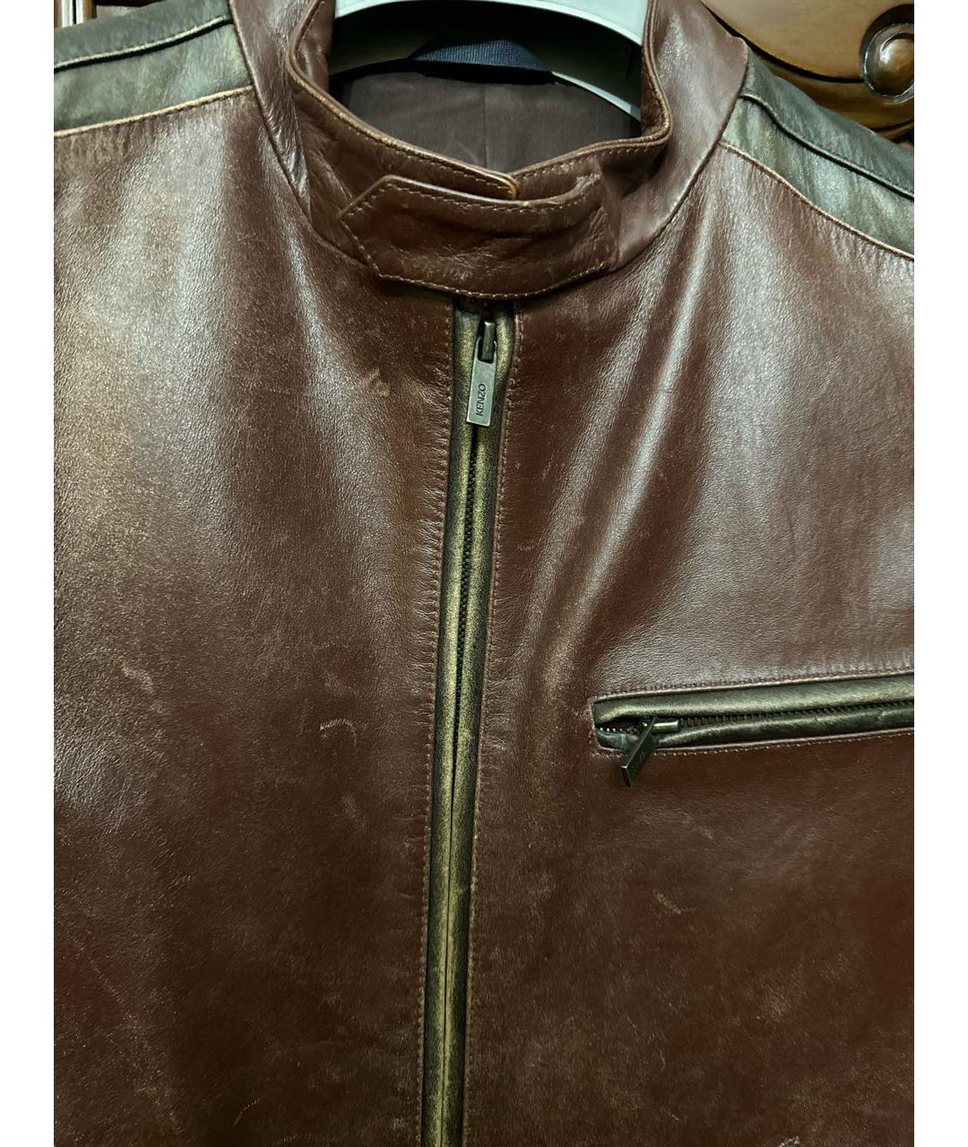 KENZO Бордовая кожаная куртка, фото 3