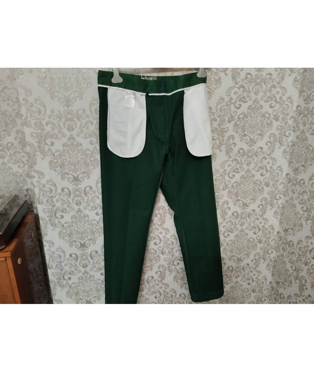 ACNE STUDIOS Зеленые хлопковые классические брюки, фото 3