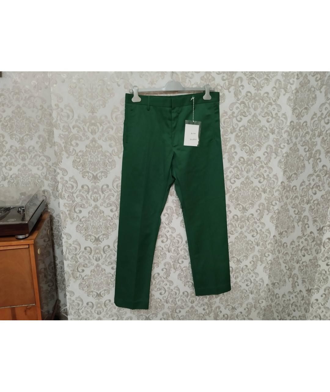 ACNE STUDIOS Зеленые хлопковые классические брюки, фото 6