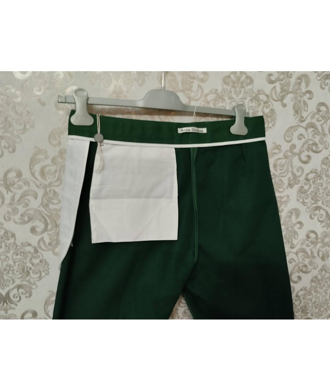 ACNE STUDIOS Зеленые хлопковые классические брюки, фото 4