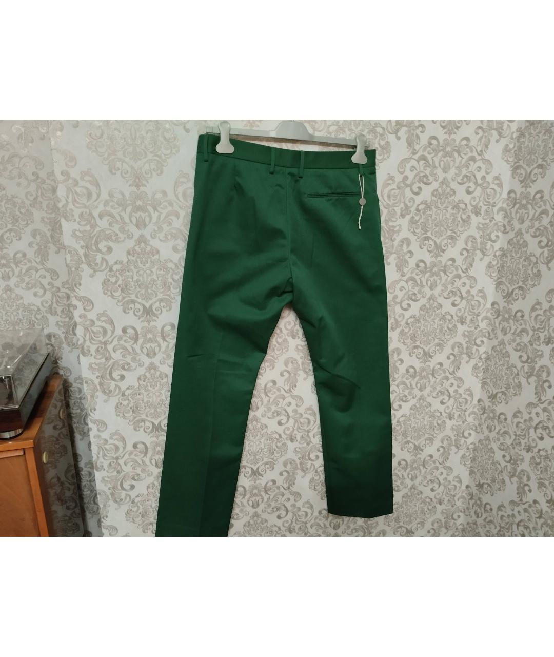 ACNE STUDIOS Зеленые хлопковые классические брюки, фото 2