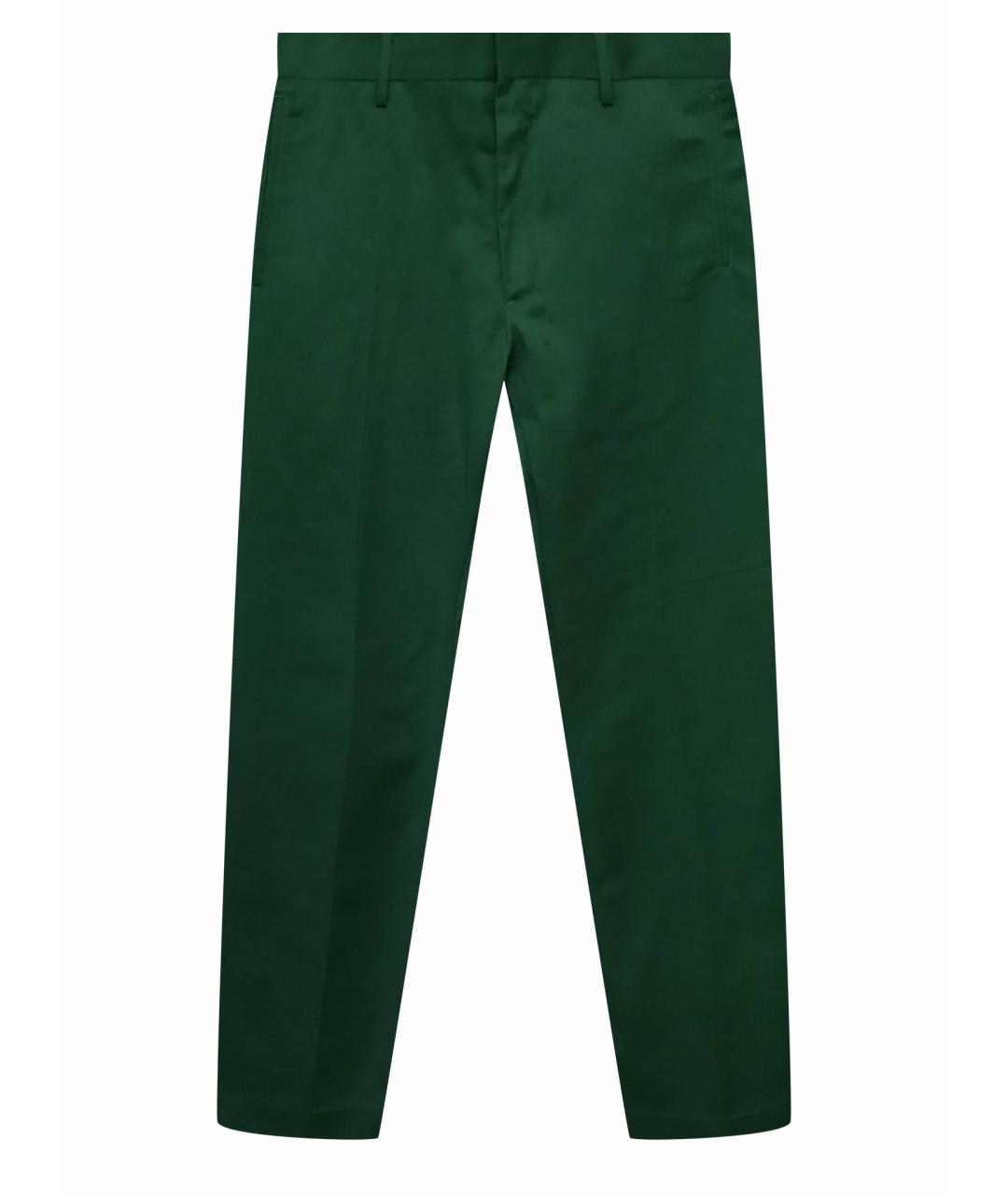 ACNE STUDIOS Зеленые хлопковые классические брюки, фото 1