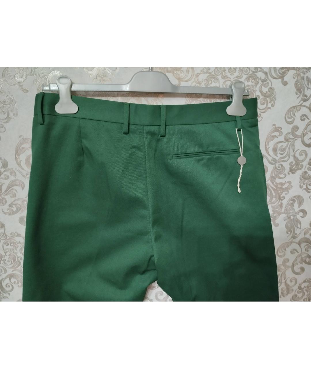 ACNE STUDIOS Зеленые хлопковые классические брюки, фото 5
