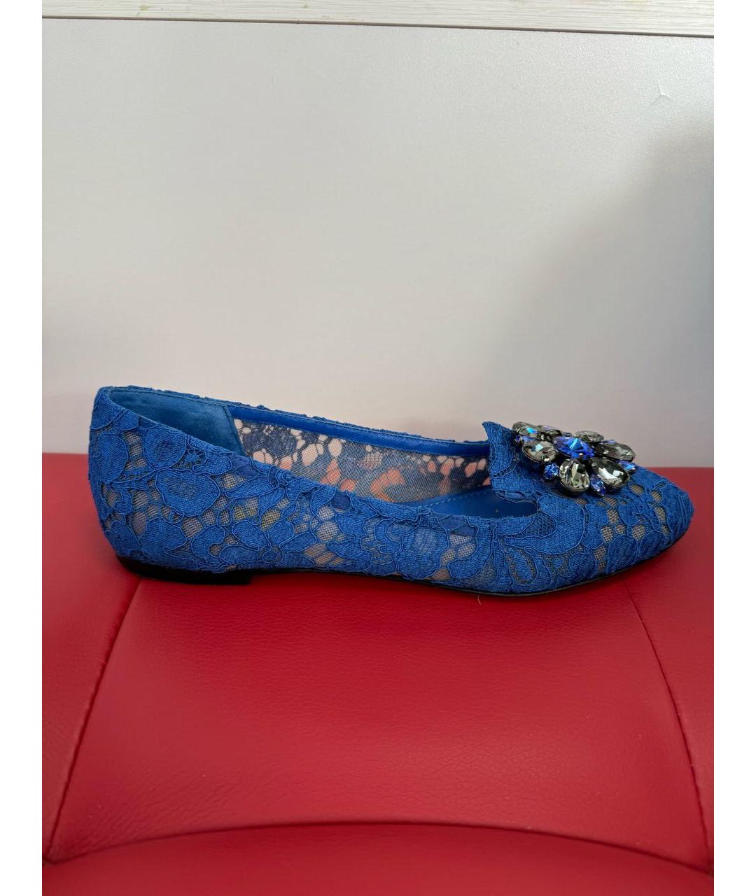 DOLCE&GABBANA Синие текстильные туфли, фото 5