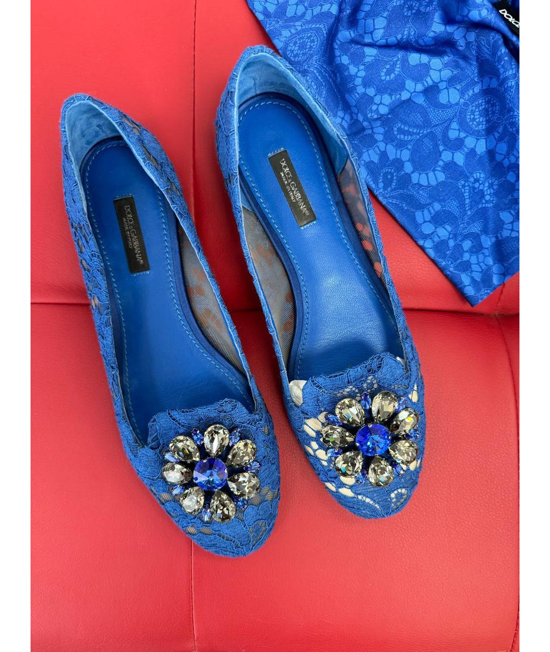 DOLCE&GABBANA Синие текстильные туфли, фото 3