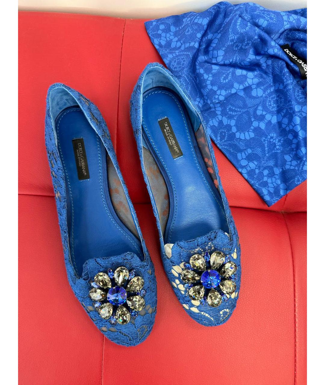 DOLCE&GABBANA Синие текстильные туфли, фото 2