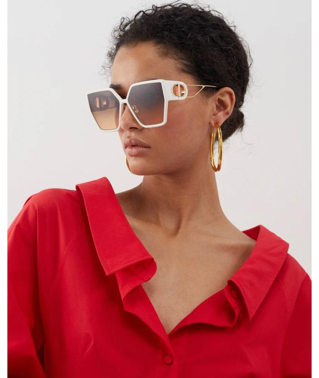 CHRISTIAN DIOR Белые пластиковые солнцезащитные очки, фото 2