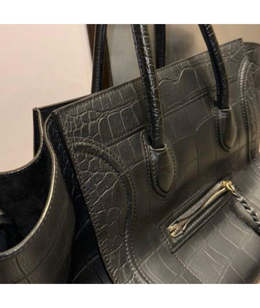 CELINE PRE-OWNED Черная кожаная сумка тоут, фото 4