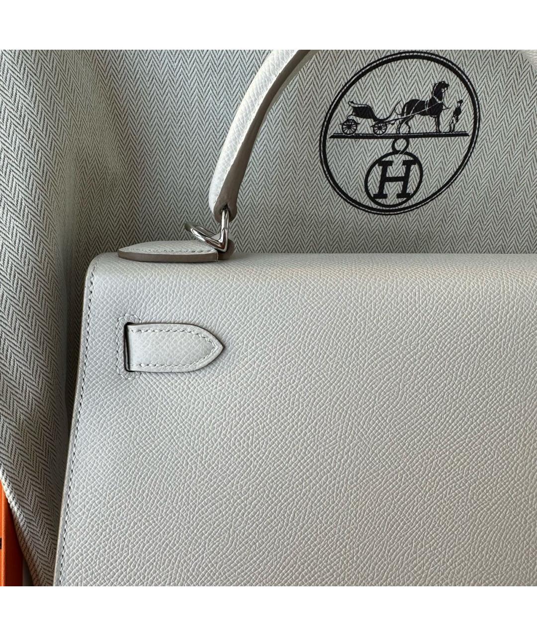 HERMES PRE-OWNED Белая кожаная сумка с короткими ручками, фото 5