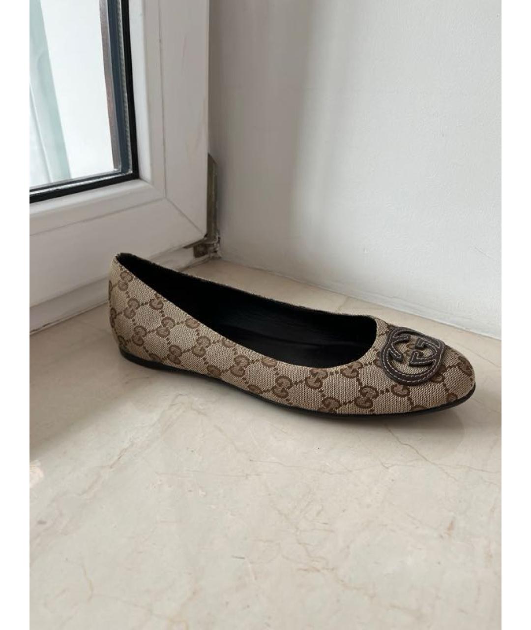 GUCCI Бежевые кожаные балетки, фото 10