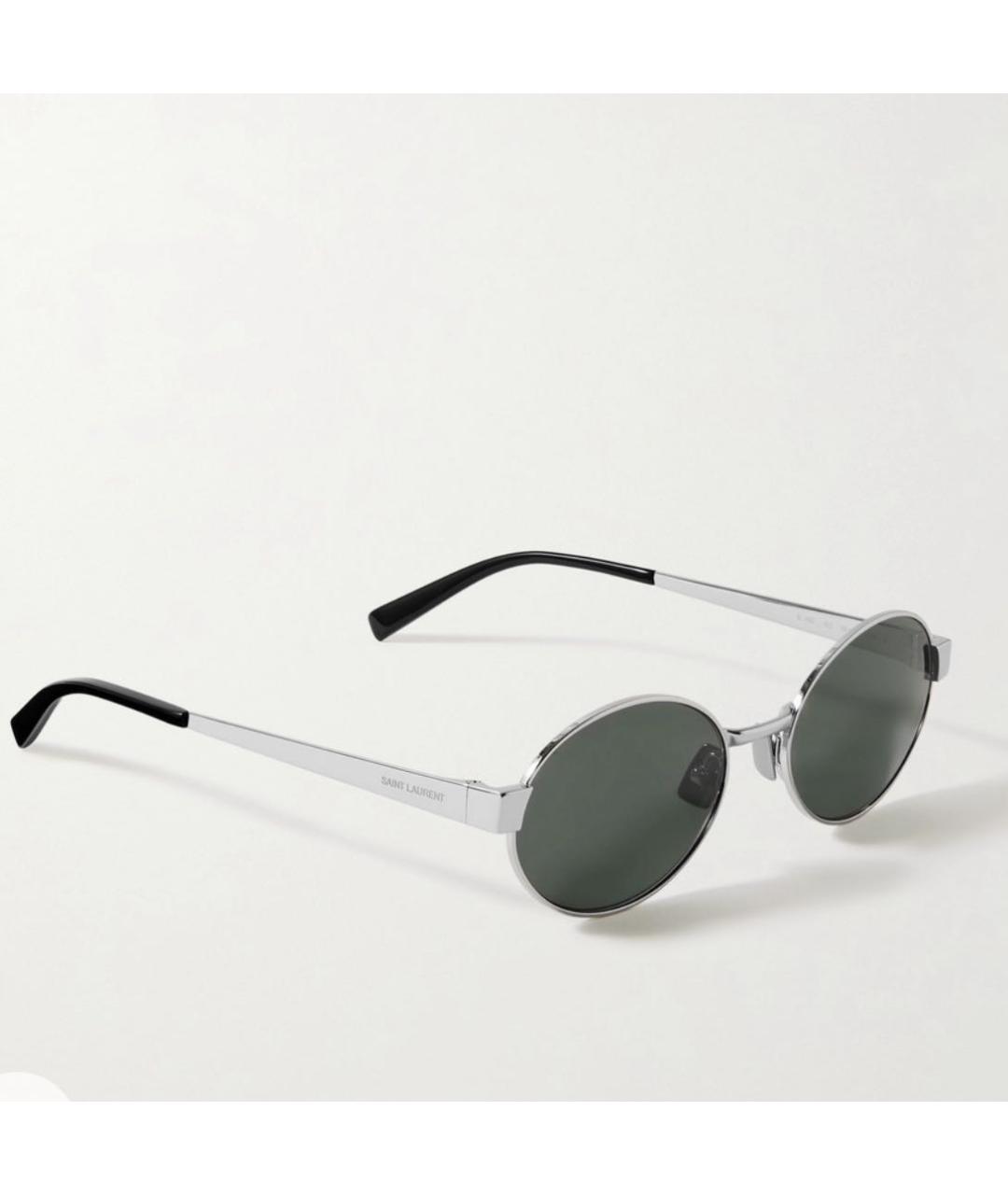 SAINT LAURENT Серебряные металлические солнцезащитные очки, фото 2
