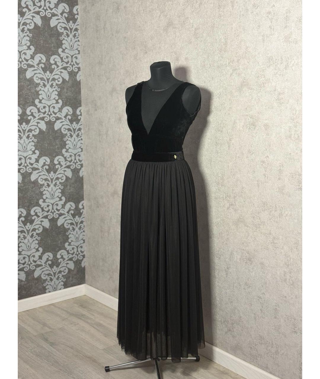 TRUSSARDI JEANS Черное велюровое вечернее платье, фото 8