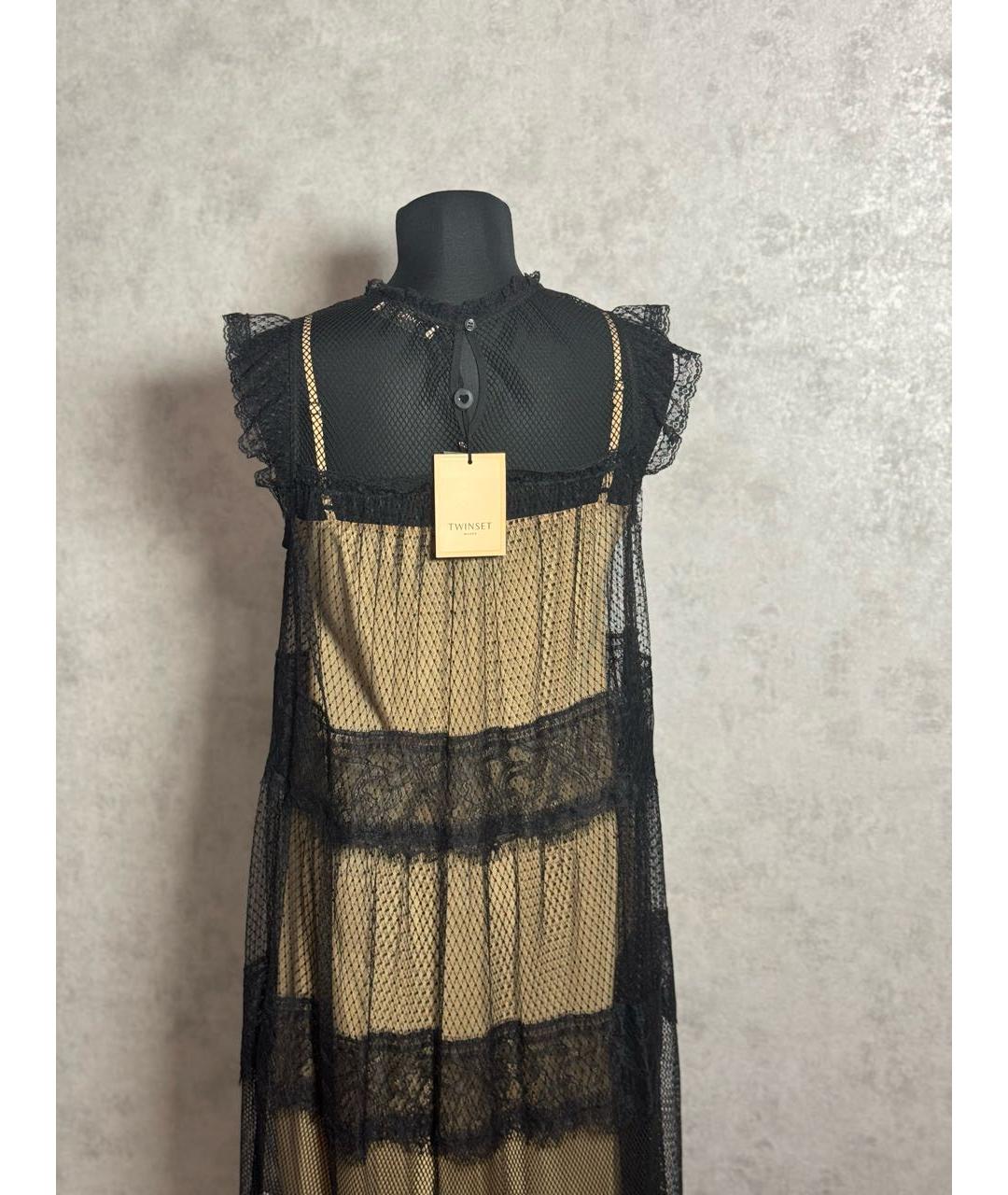 TWIN-SET Черное полиамидовое вечернее платье, фото 2