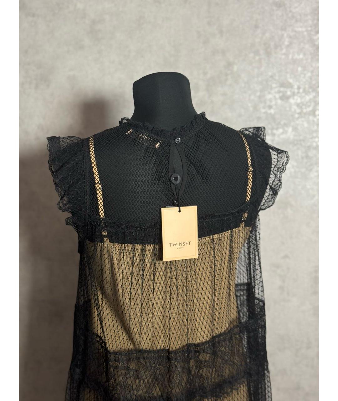 TWIN-SET Черное полиамидовое вечернее платье, фото 3