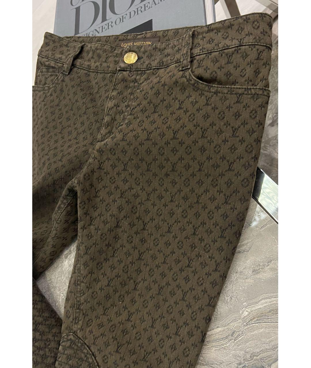 LOUIS VUITTON PRE-OWNED Коричневые хлопко-эластановые прямые джинсы, фото 7