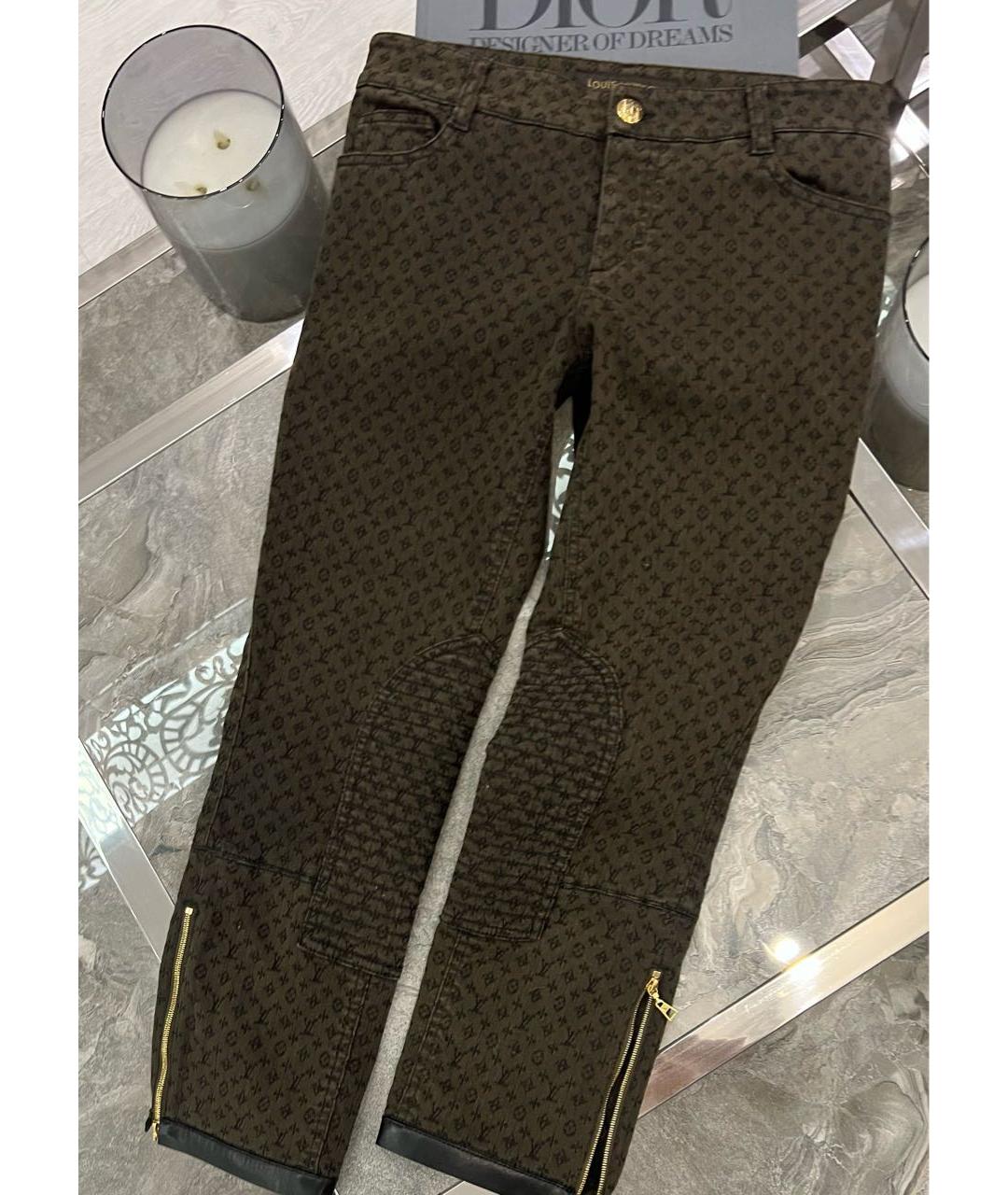 LOUIS VUITTON PRE-OWNED Коричневые хлопко-эластановые прямые джинсы, фото 6