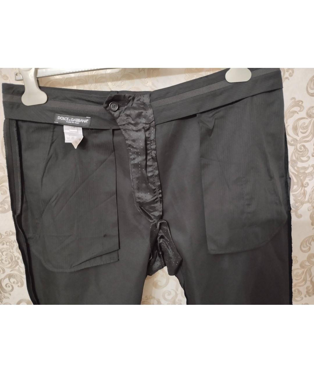 DOLCE&GABBANA Черные хлопковые классические брюки, фото 3