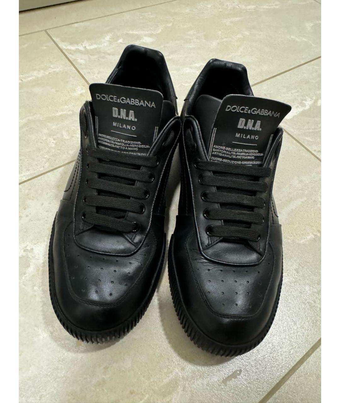 DOLCE&GABBANA Черные кожаные низкие кроссовки / кеды, фото 2
