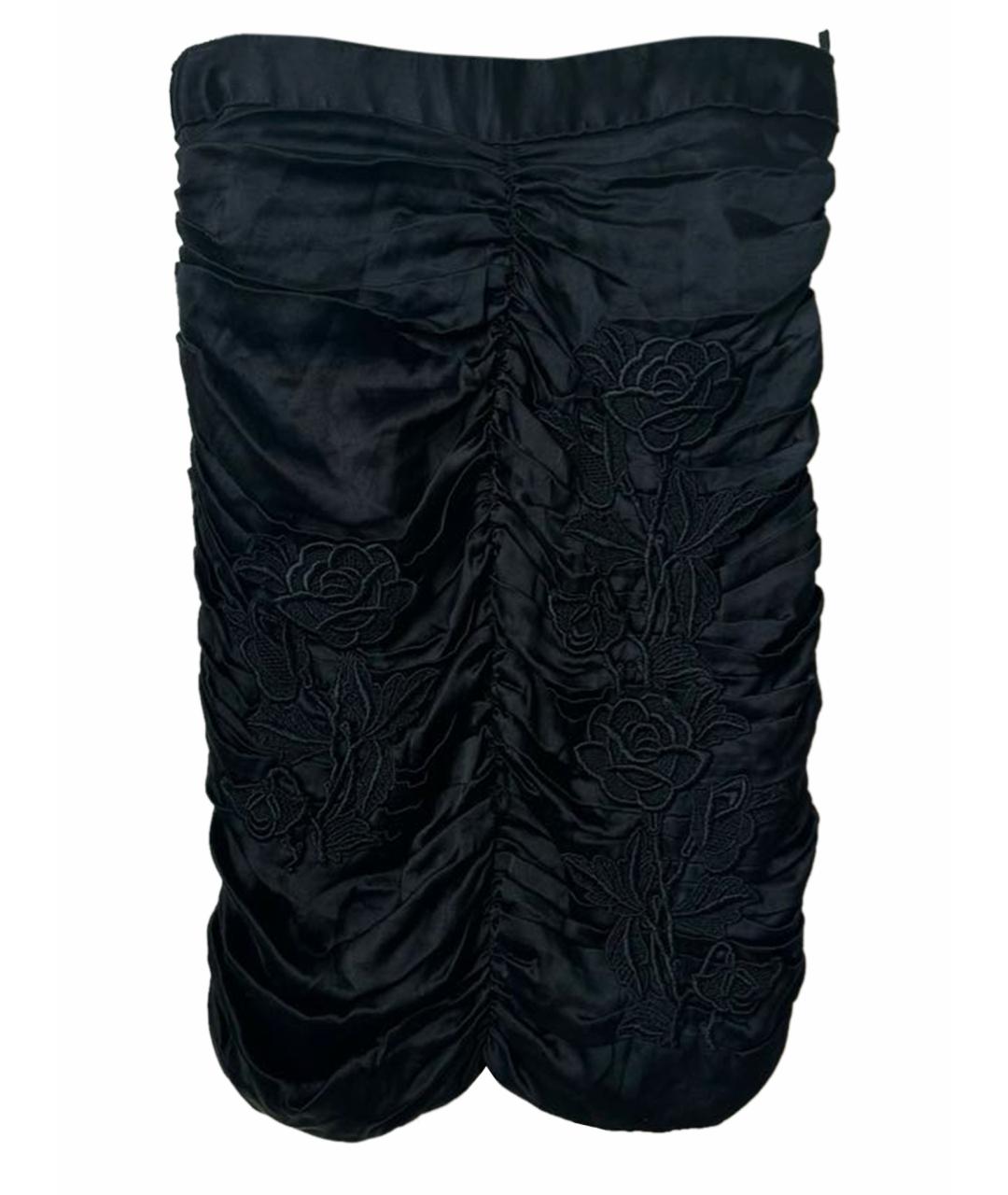 DOLCE&GABBANA Черная шелковая юбка мини, фото 1