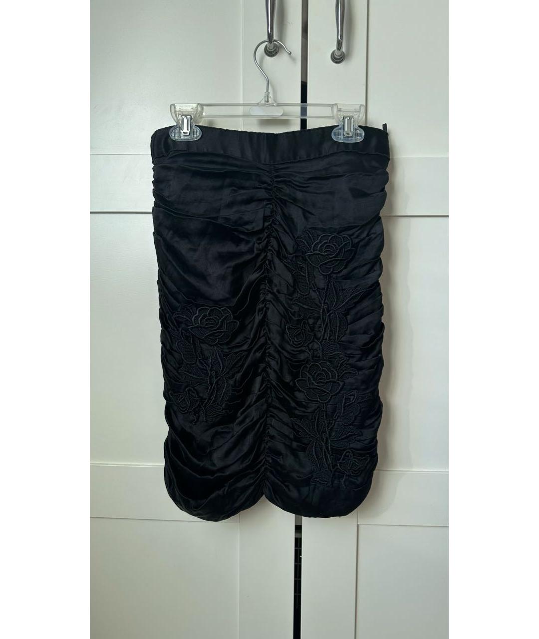 DOLCE&GABBANA Черная шелковая юбка мини, фото 7