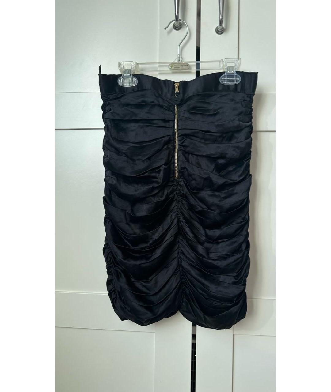 DOLCE&GABBANA Черная шелковая юбка мини, фото 2
