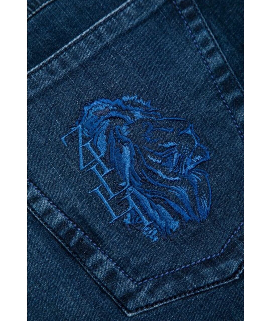 ZILLI Синие хлопко-эластановые прямые джинсы, фото 5
