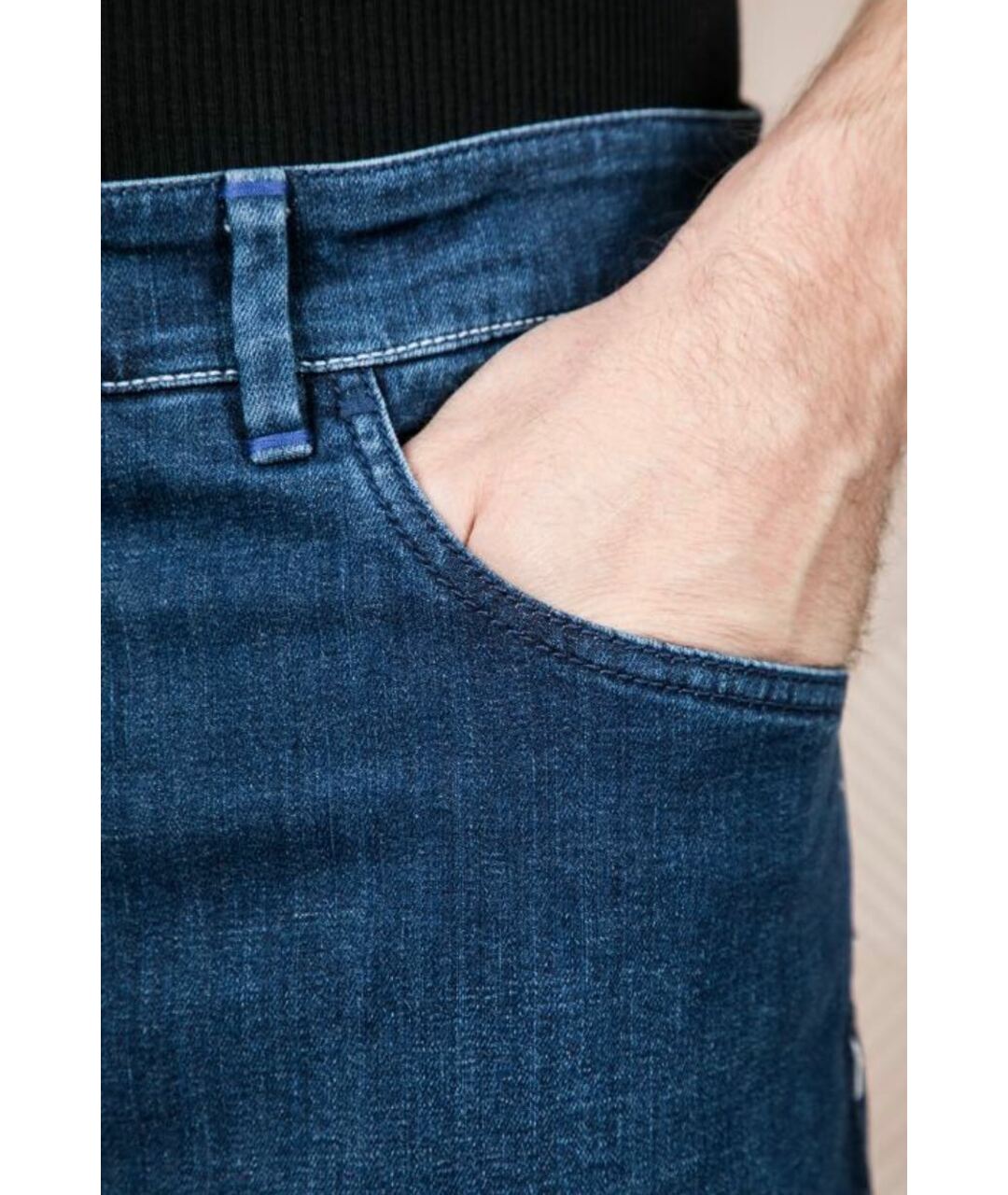 ZILLI Синие хлопко-эластановые прямые джинсы, фото 4