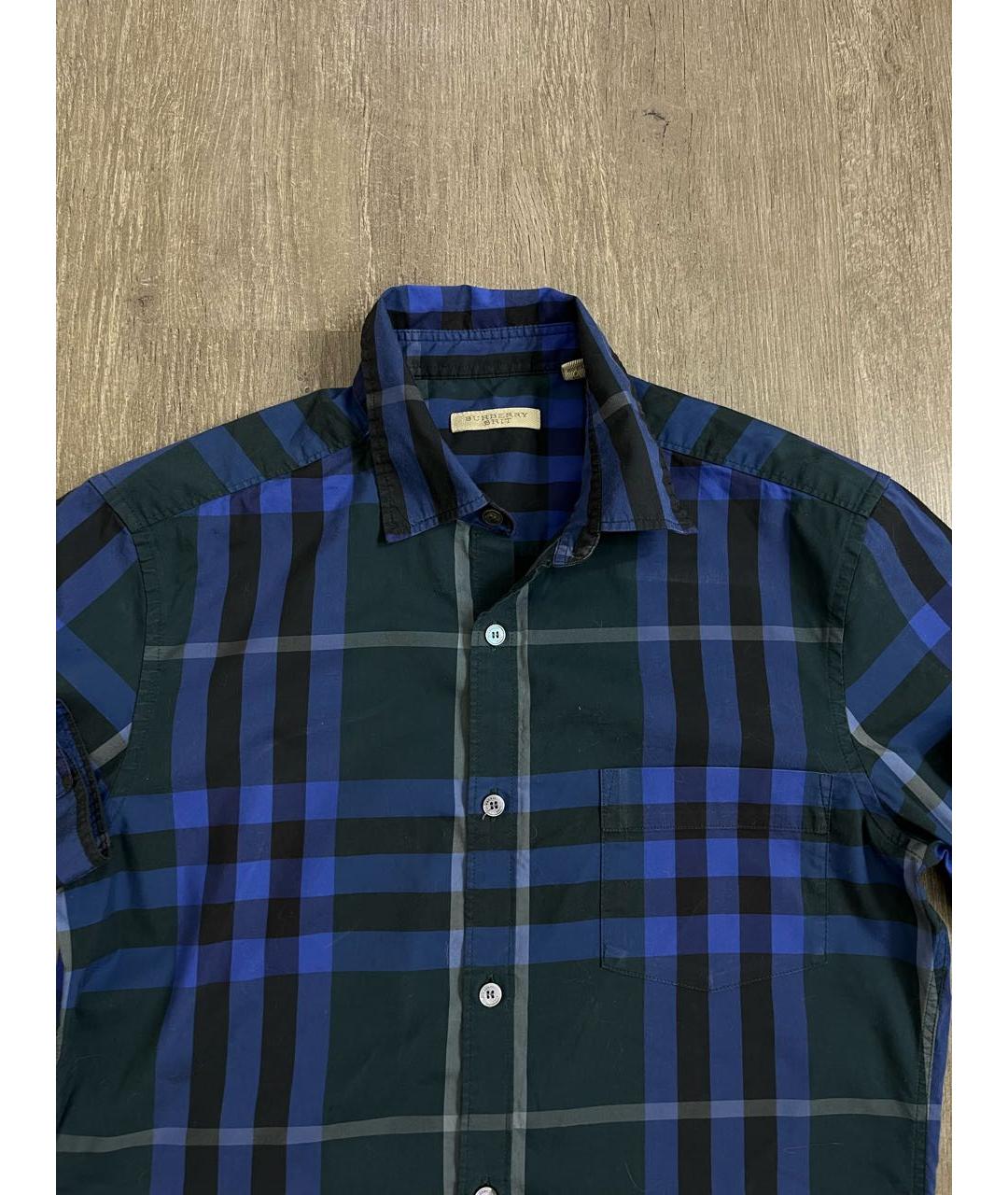 BURBERRY Темно-синяя хлопко-шелковая кэжуал рубашка, фото 3