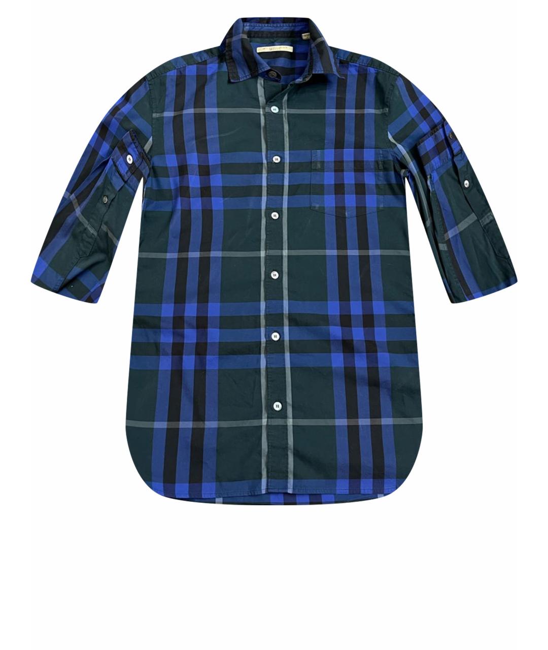 BURBERRY Темно-синяя хлопко-шелковая кэжуал рубашка, фото 1