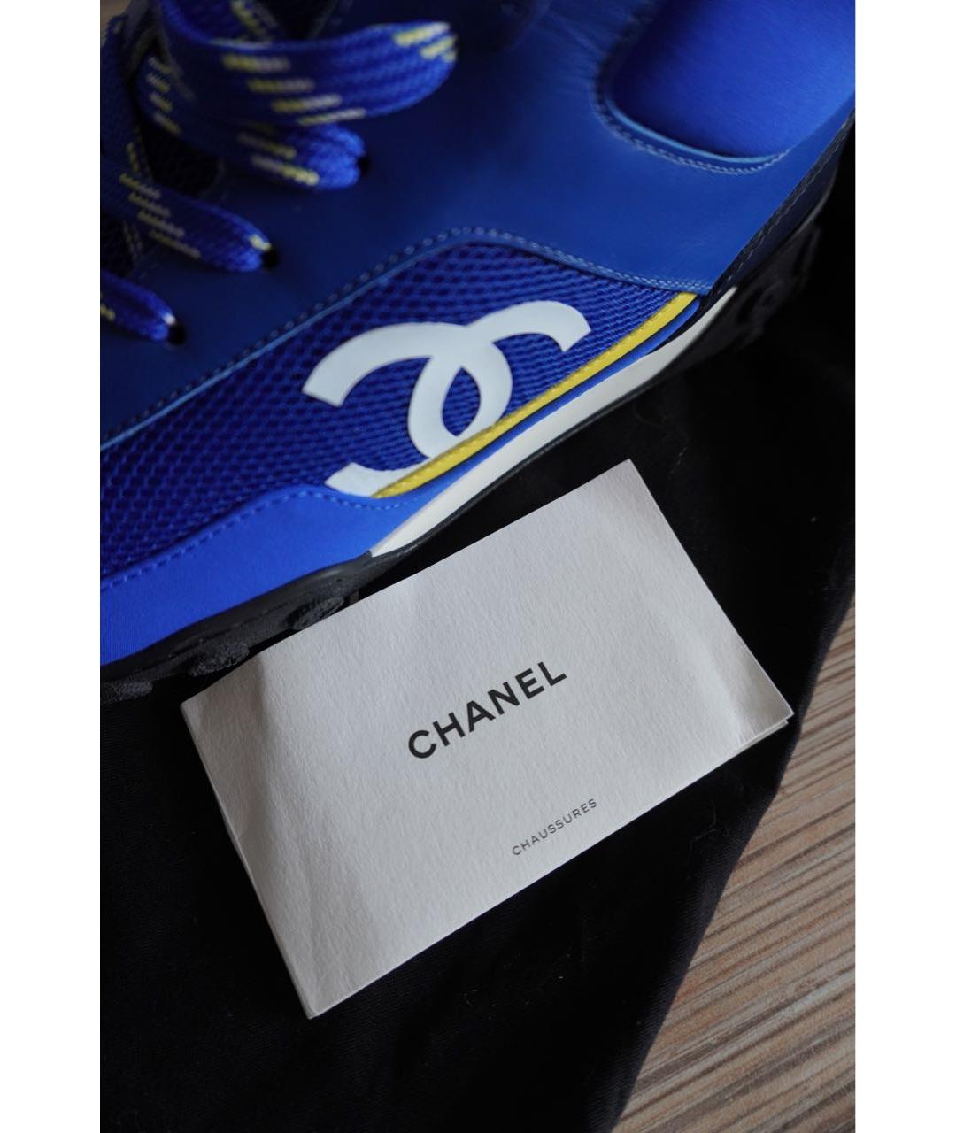 CHANEL PRE-OWNED Синие текстильные кроссовки, фото 8