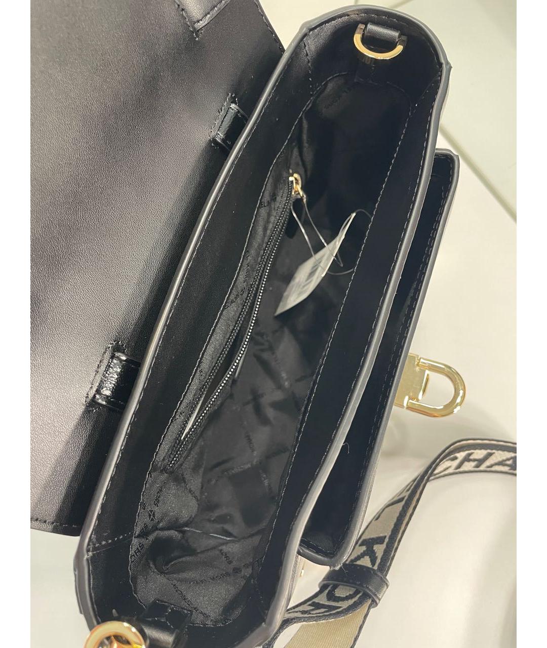 MICHAEL KORS Черная сумка через плечо из лакированной кожи, фото 4