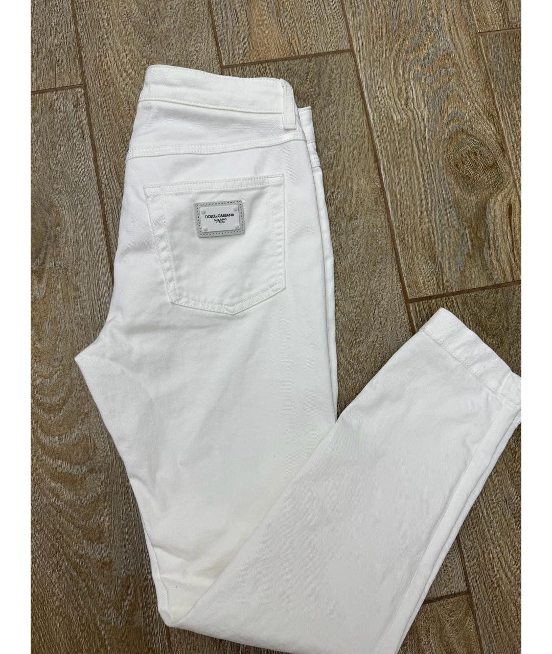 DOLCE&GABBANA Белые хлопко-эластановые джинсы слим, фото 8