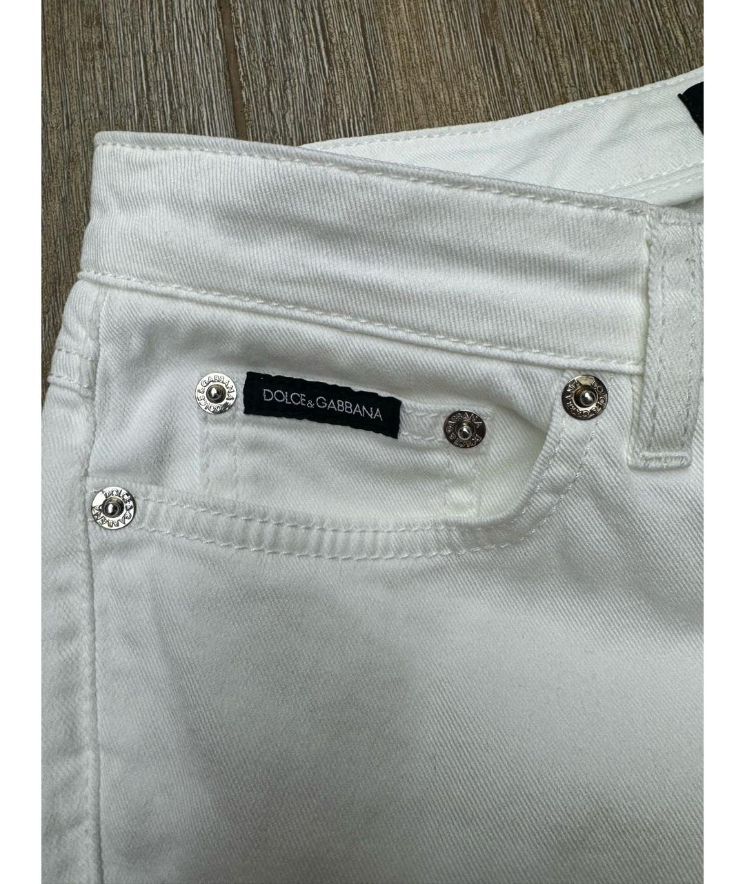 DOLCE&GABBANA Белые хлопко-эластановые джинсы слим, фото 7