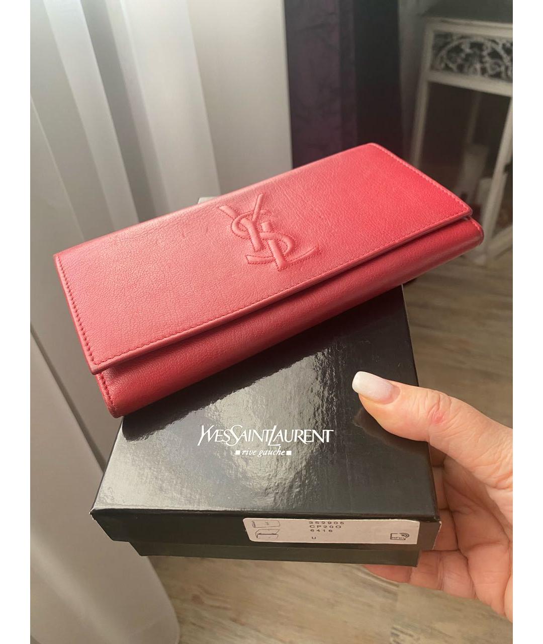 SAINT LAURENT Красный кожаный кошелек, фото 2