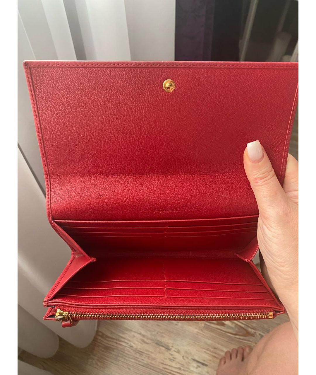 SAINT LAURENT Красный кожаный кошелек, фото 4