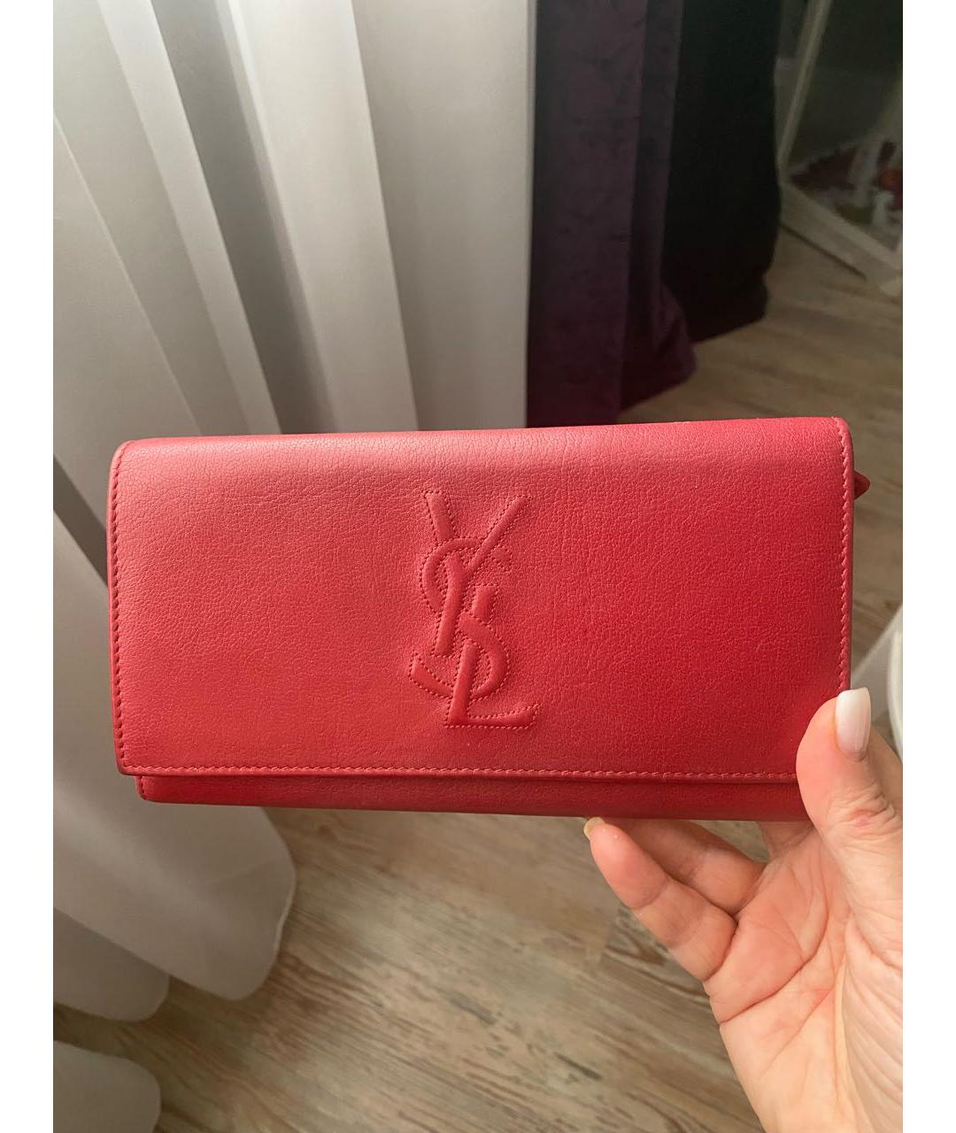 SAINT LAURENT Красный кожаный кошелек, фото 5