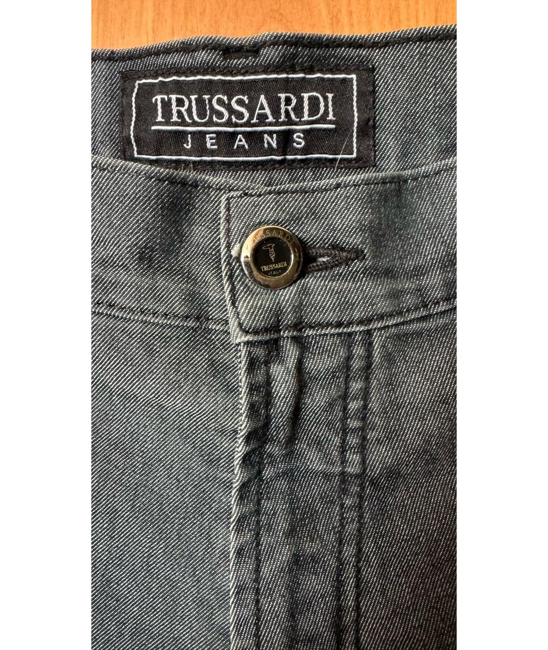 TRUSSARDI JEANS Серые хлопковые прямые джинсы, фото 3