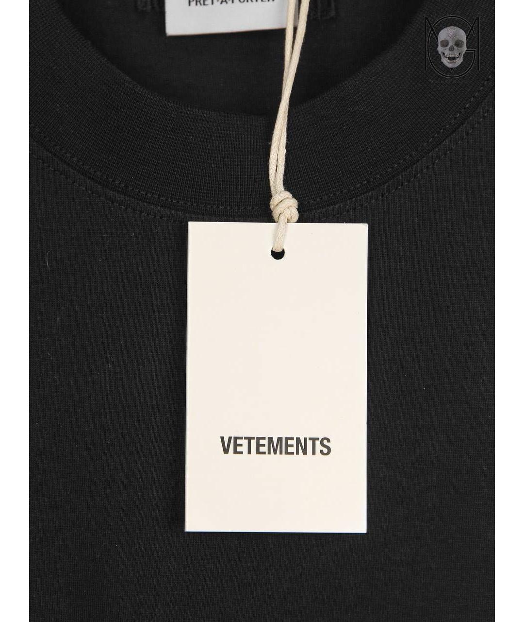 VETEMENTS Черная хлопковая футболка, фото 3