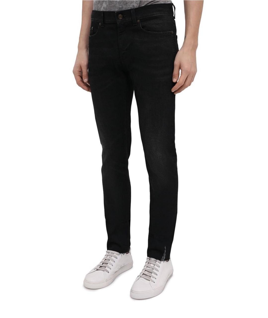 SAINT LAURENT Черные хлопко-эластановые джинсы скинни, фото 5